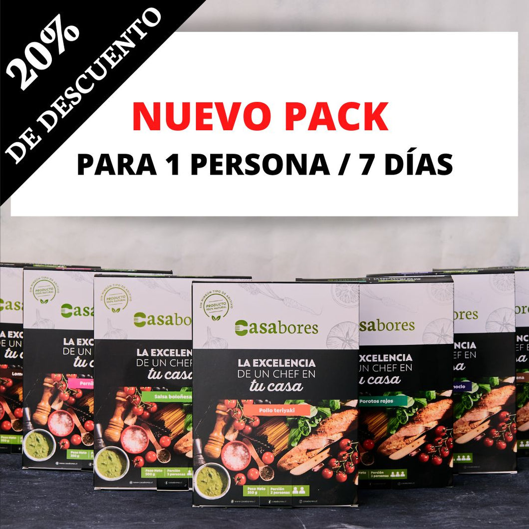 Pack #1 para 1 persona - Proteínas para 7 días con 20% de descuento!